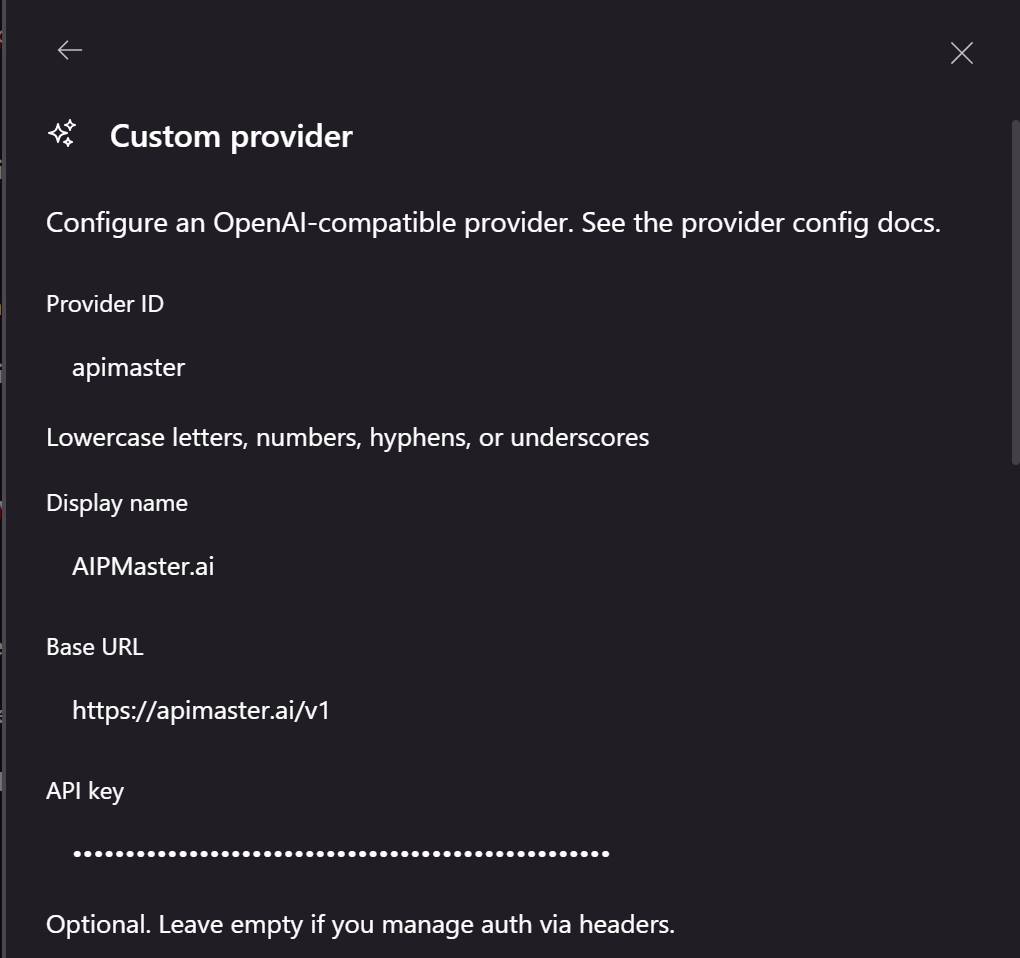 Custom provider 表单示例