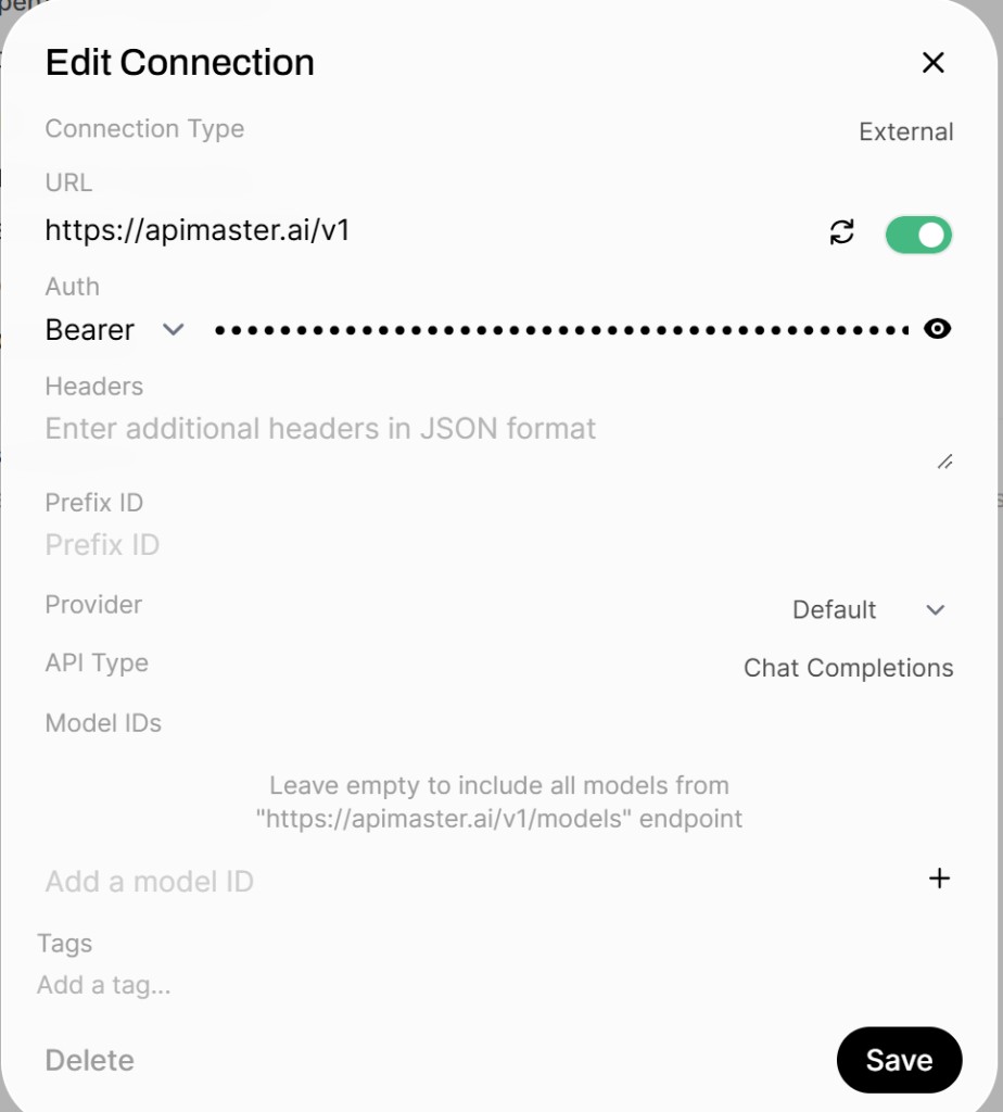 Edit Connection — APIMaster